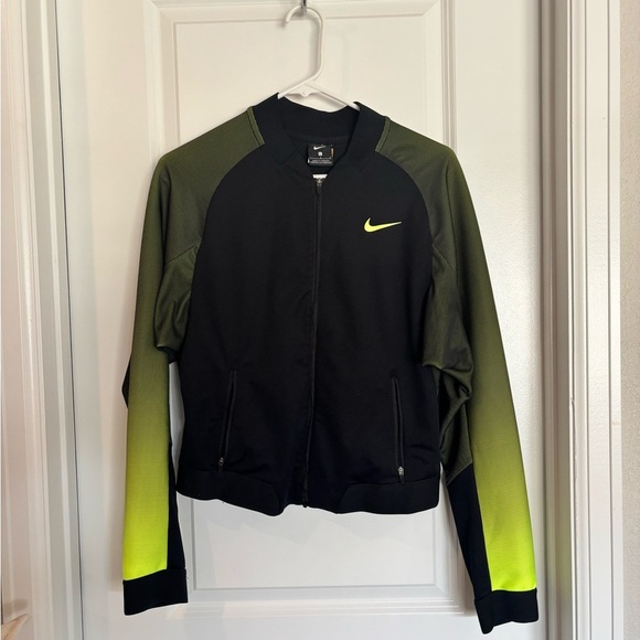 Nike Modern Black and Green Bomber Jacket - Picture 1 of 7